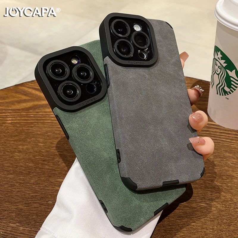 iPhone 11 Pro: Luxuriöse matte weiche Leder-Handyhülle mit Linsenschutz und stoßfester Silikonabdeckung
