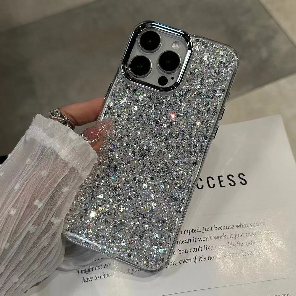 Luxuriöse, glitzernde, stoßfeste Handyhülle, weiche Stoßstangenschutzhülle – Bild 2