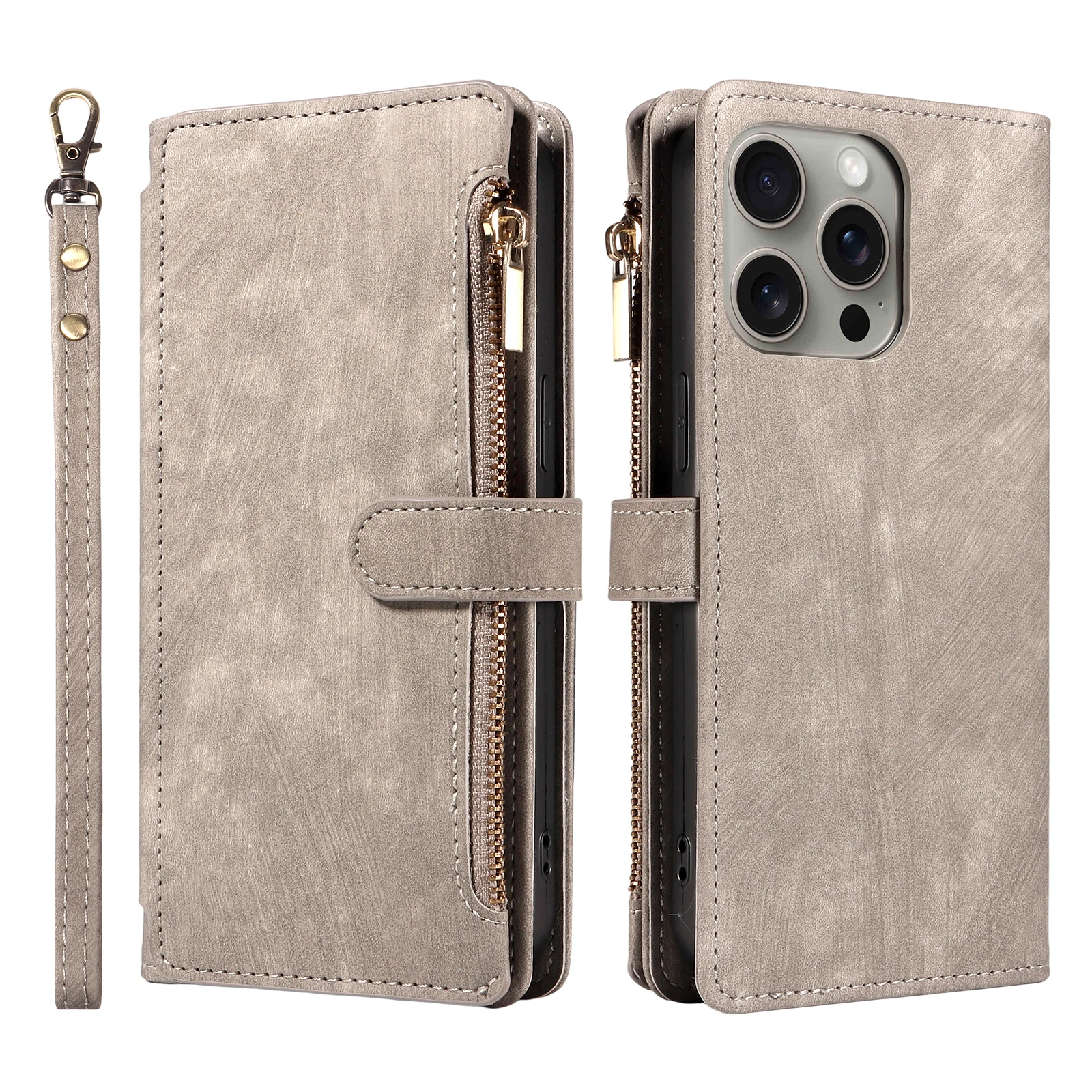 Reißverschluss Magnetische Flip PU Leder Handyhülle Diebstahl- und Anti-Fall-Brieftaschen-Abdeckung – Bild 2