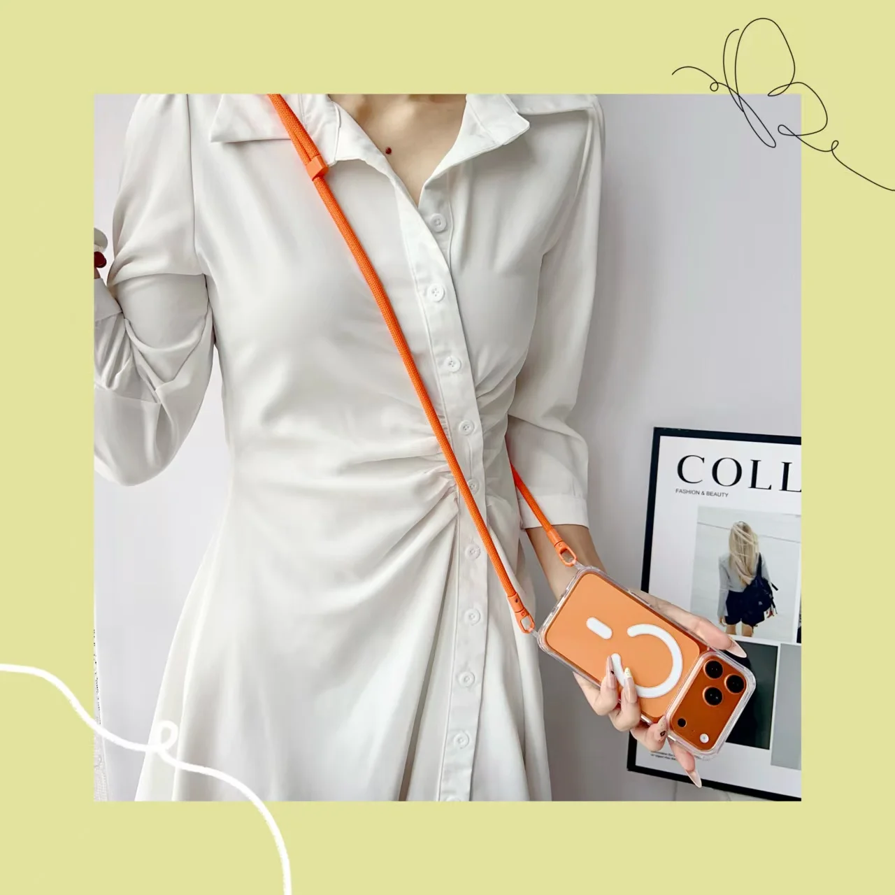 Magnetische Schutzhülle mit Trageband, Crossbody-Lanyard-Kordel, transparente Kunststoff-Acryl-Abdeckung – Bild 4