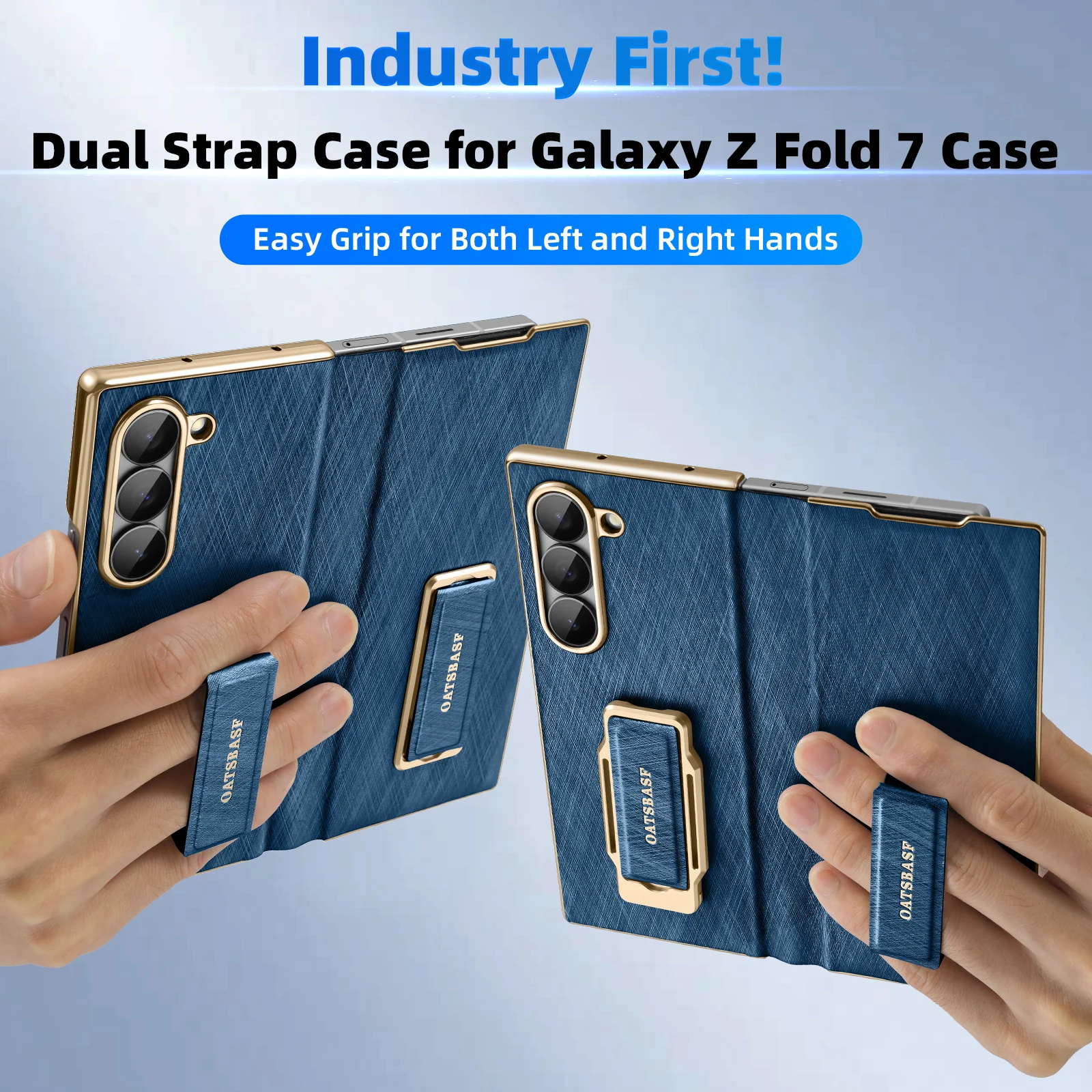 Oatsbasf Dual-Strap Leder-Handyhülle Fold 7 mit Trageriemen und 360°-Ständer ° Drehbare, stoßfeste Schutzhülle – Bild 4