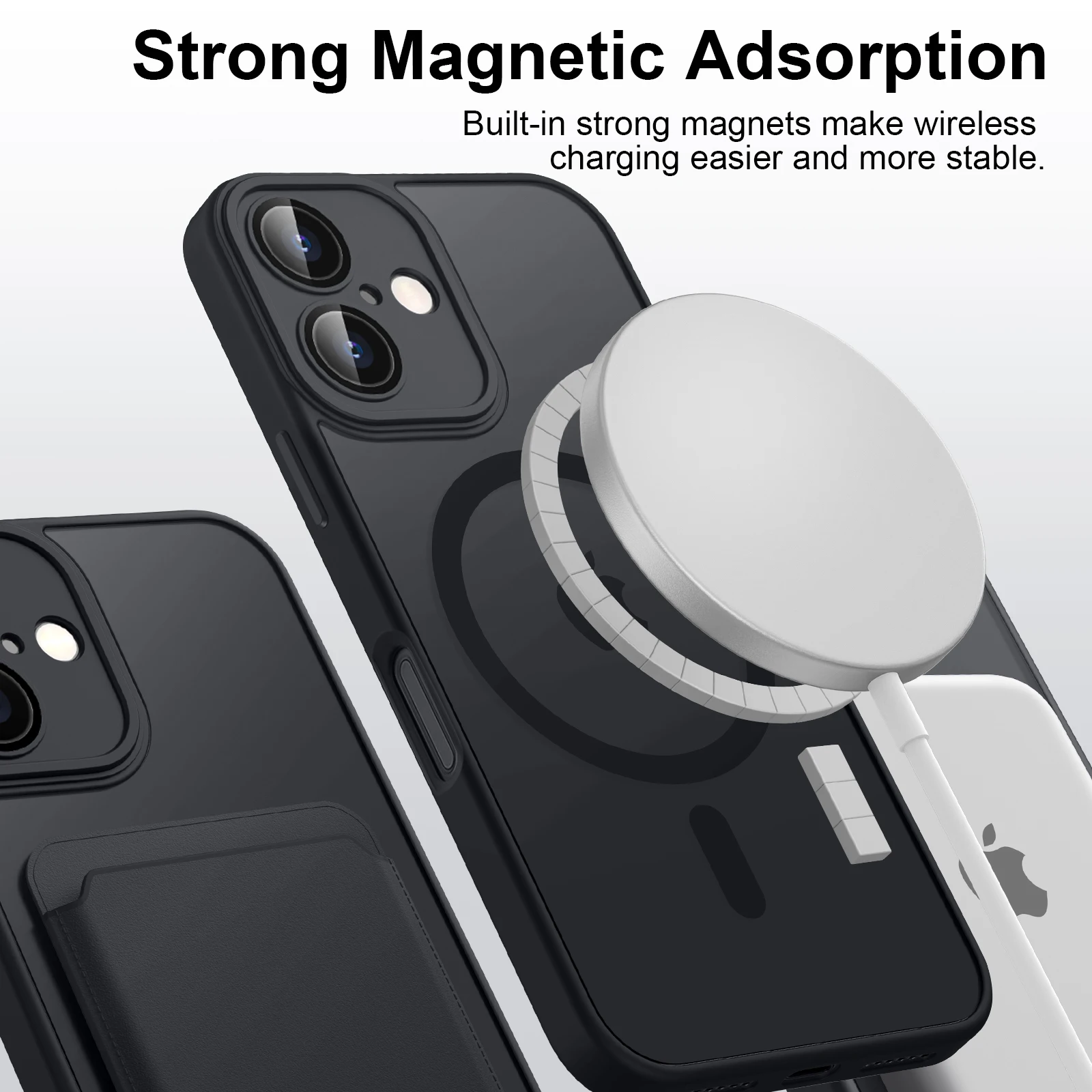 Luxuriöse magnetische matte durchscheinende Rüstung stoßfeste Hülle, für Magsafe Wireless Charge Cover – Bild 5
