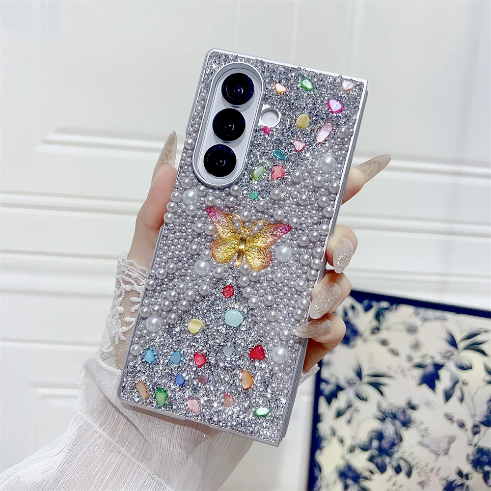 Glitzer Schmetterling Farbverlauf Diamant Perle Hülle Fold4 Fold5 Fold6 Pink Girl Geschenk Cover – Bild 2