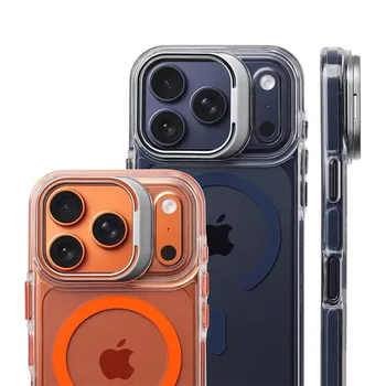 IPhone 13: Luxuriöse magnetische stoßfeste klare Stoßstangenhülle für Magsafe Lens Protect Stand Cover