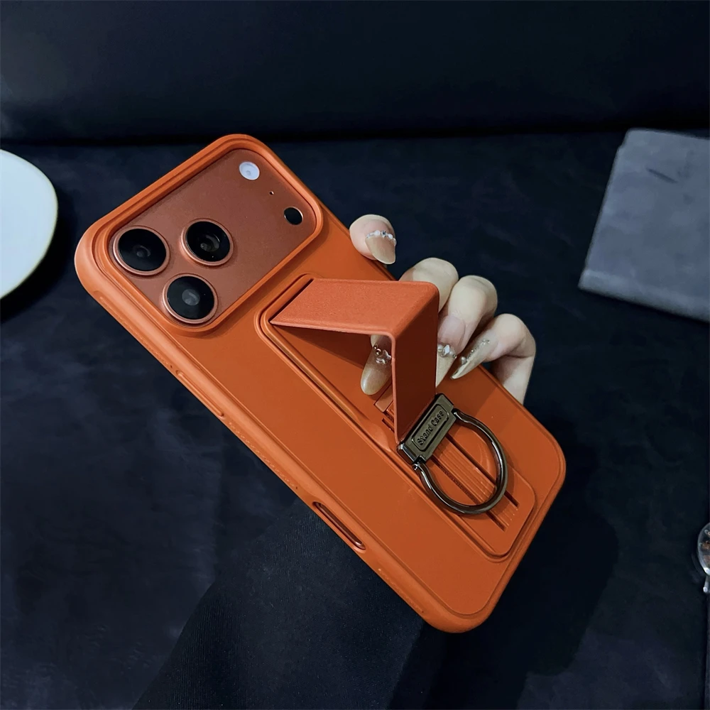 iPhone 14 Plus: Metallring-Handgelenkschlaufenhalterung, Handyhülle, Luftständer, Ständer, Silikon-Schutzhülle
