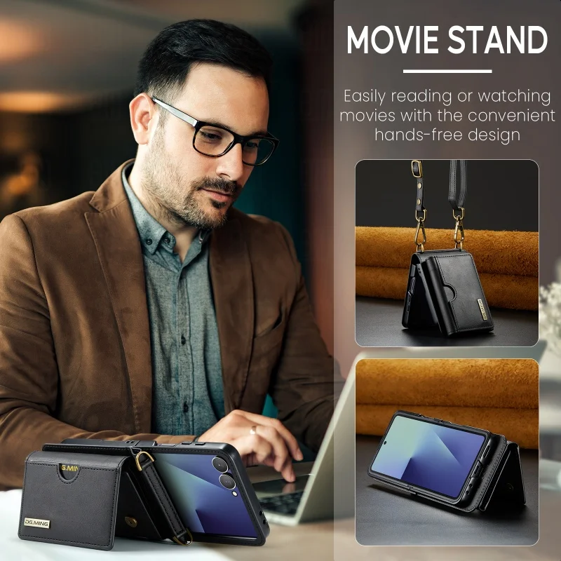 Crossbody Leder Brieftasche Handyhülle Flip8 Flip7 Flip6 mit Lanyard Kartenhalter Schutzhülle Tasche – Bild 2