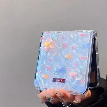 Galaxy Z Flip5: Koreanische, niedliche, bunte Blumen- und Wasserwellen-Handyhülle / und Xiaomi Mix Flip 2