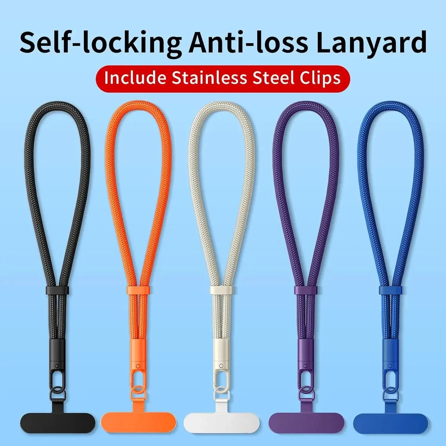 Universelles, verstellbares Handy-Lanyard, kurzes Handgelenkband mit selbstsicherndem Anti-Drop-Design, langlebiges Polyester-Telefonband – Bild 2