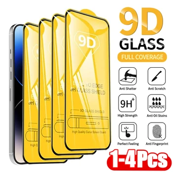 iPhone 15 Plus: 1-4PCS 9D Schutz Glas Screen Protector Gehärtetes Glas