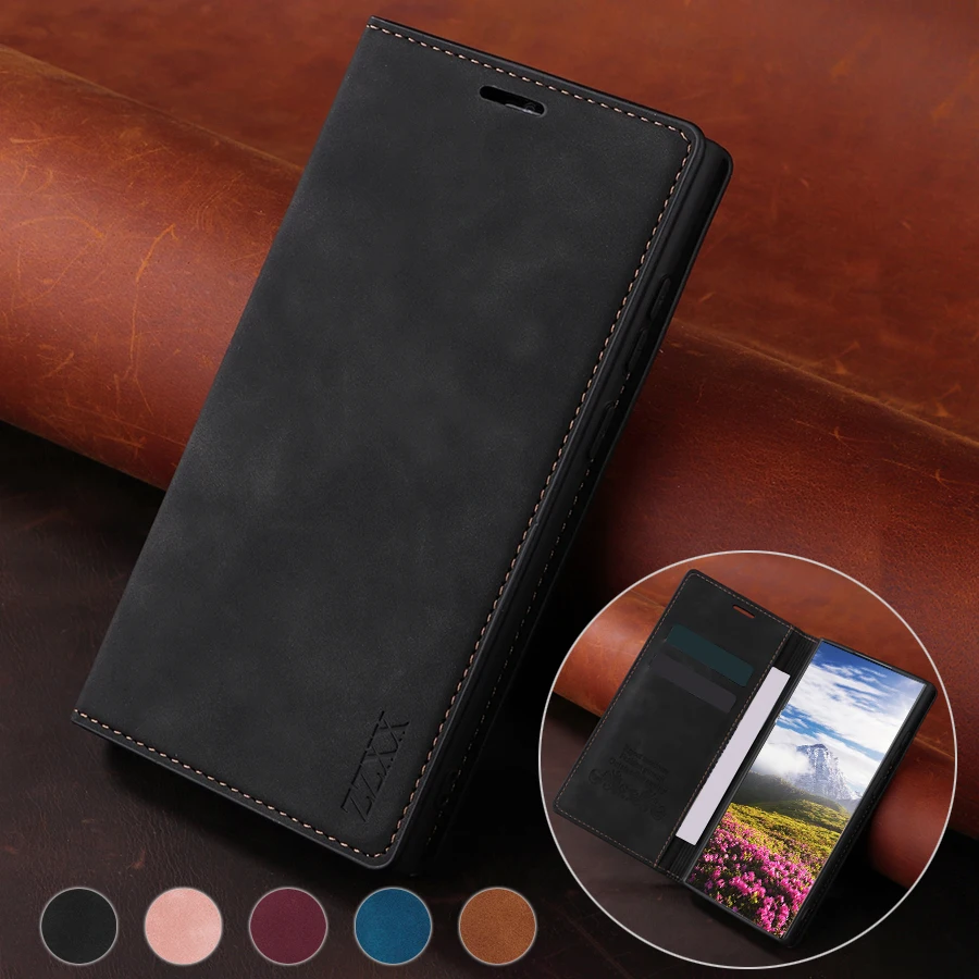 Galaxy A55: Brieftaschen-Kartenfach Magnetisches Flip-Lederetui