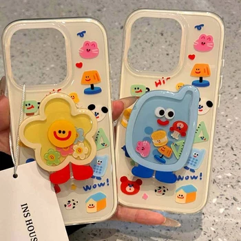 IPhone 16 Pro Max: Cartoon Shakeable Grip Tok Halter Weiß Acryl Harte Telefon Fall