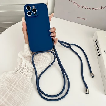 iPhone 13: Crossbody-Halsketten-Riemen, weiche Silikonhülle Lanyard-Schnurabdeckung