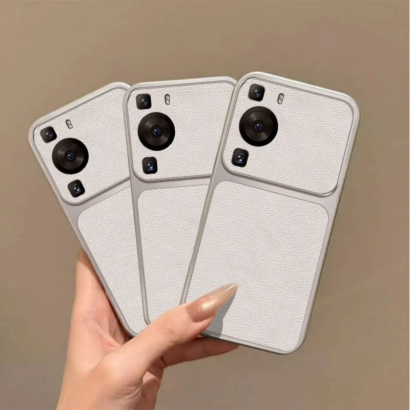 Hochwertige Kunstleder-Handyhülle P60Pro Luxuriöse Lychee-Leder-Optik Silikon Stoßfeste Rückabdeckung – Bild 6