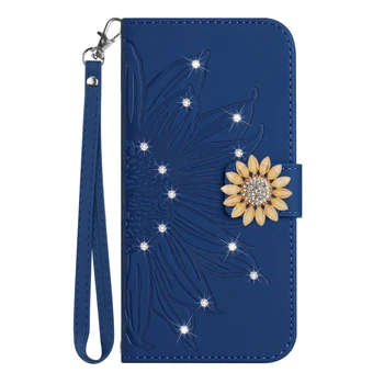 iPhone 13 mini: 3D Glitter Handy hülle für Funda Hüllen Sonnenblumen leder Brieftasche Flip Cover