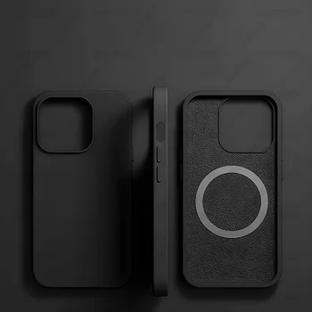 iPhone 16: Magnetische flüssige Silikon stoßfeste Hülle für Magsafe Wireless Charge Cover