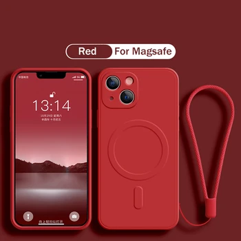iPhone 16 Pro Max: Für Magsafe Magnetische Kabellose Ladehülle Weiche Flüssigsilikon-Hülle mit Trageriemen