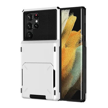 Galaxy S24+: Brieftasche Fall Flip-Cover Karte Halter Tasche Dual Layer Schutzhülle Ganzkörper harte Stoßstange