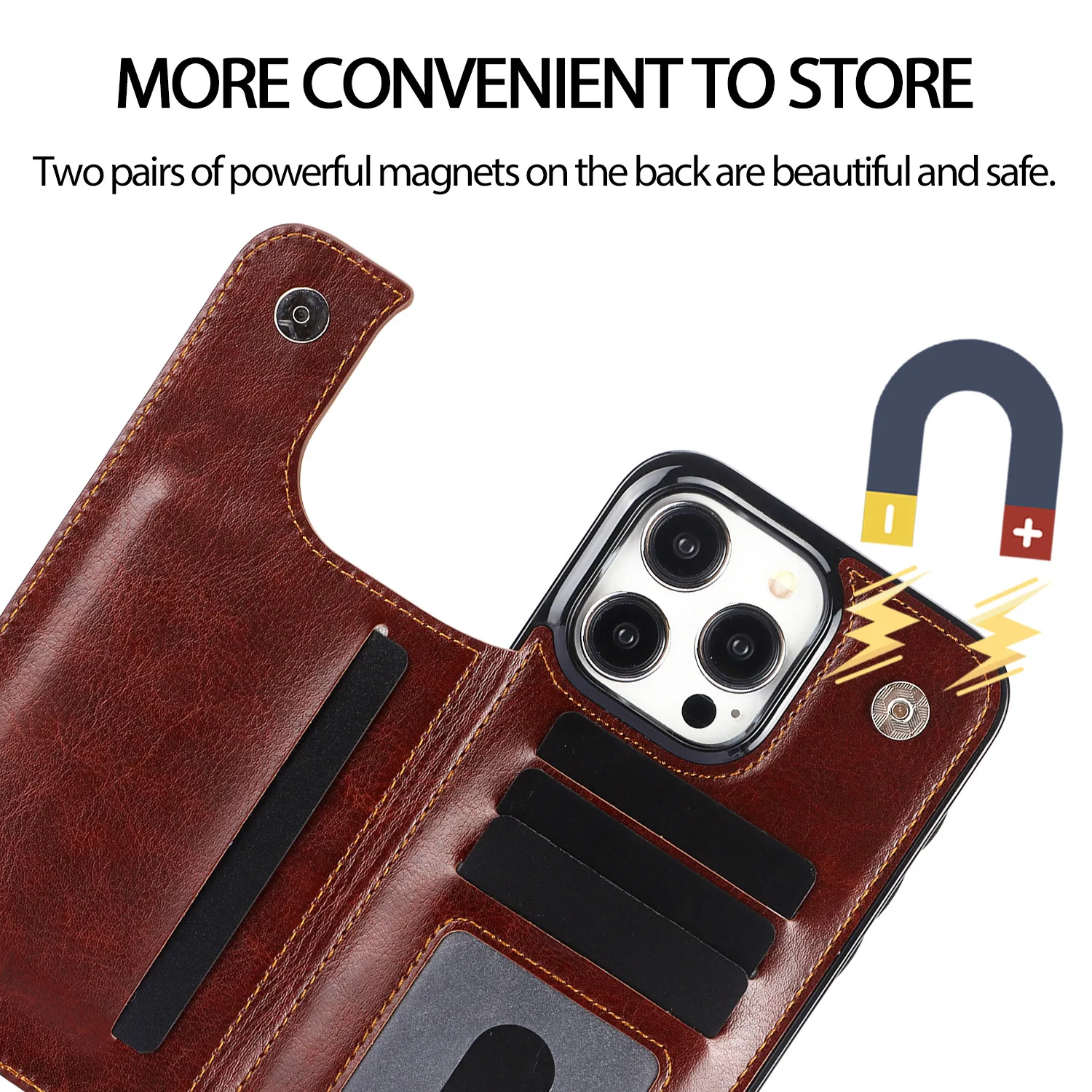 Flip-Handyhülle aus PU-Leder 3 12 Brieftaschenhülle mit Kartenhalter Stoßfeste Abdeckung – Bild 5