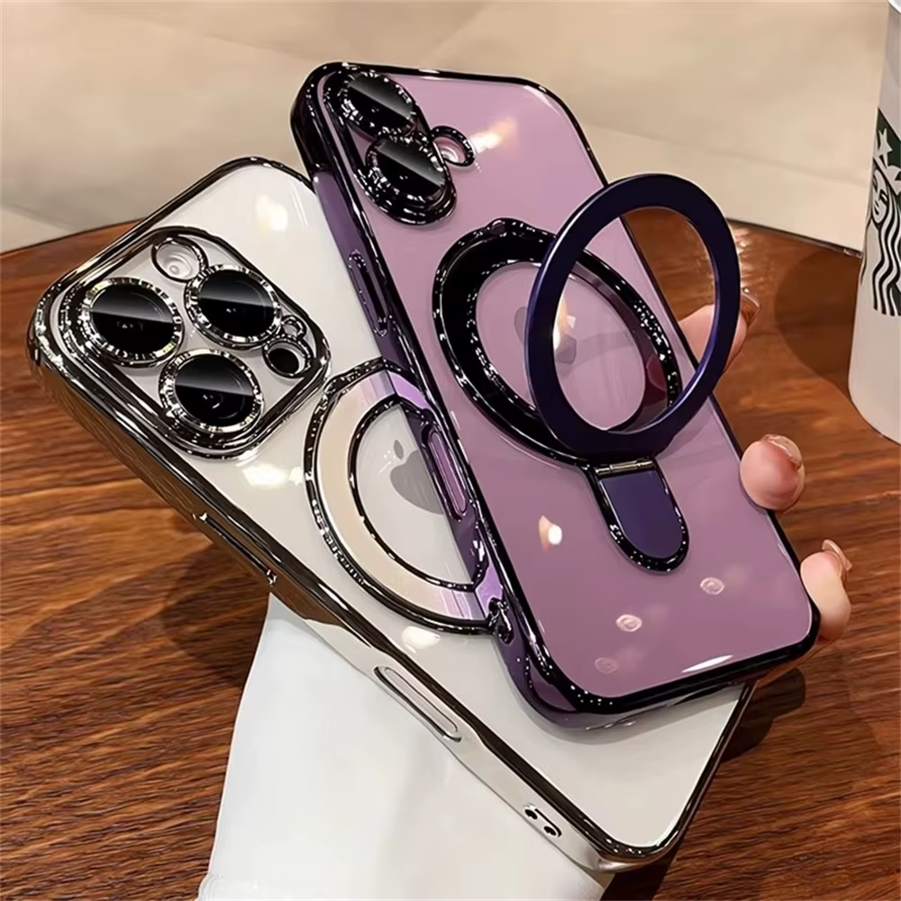 Luxus Für Magsafe Halterung Fall Magnetische Ring Ständer Halter klar Acryl Abdeckung – Bild 6