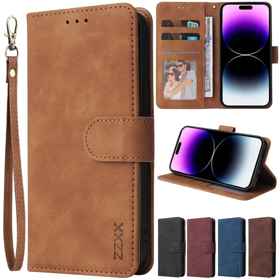 iPhone SE (2020/2022): ZZXX Leder-Brieftaschen-Handyhülle SE2 8 7 6s Plus Flip-Kartenfach-Halterung Cover