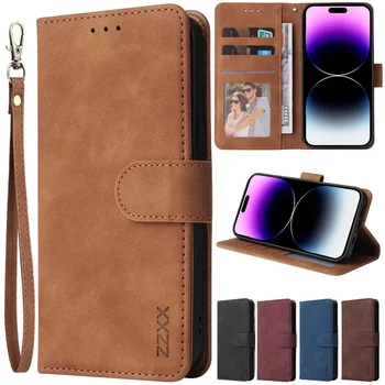 IPhone 12 Pro: ZZXX Leder-Brieftaschen-Handyhülle SE2 8 7 6s Plus Flip-Kartenfach-Halterung Cover