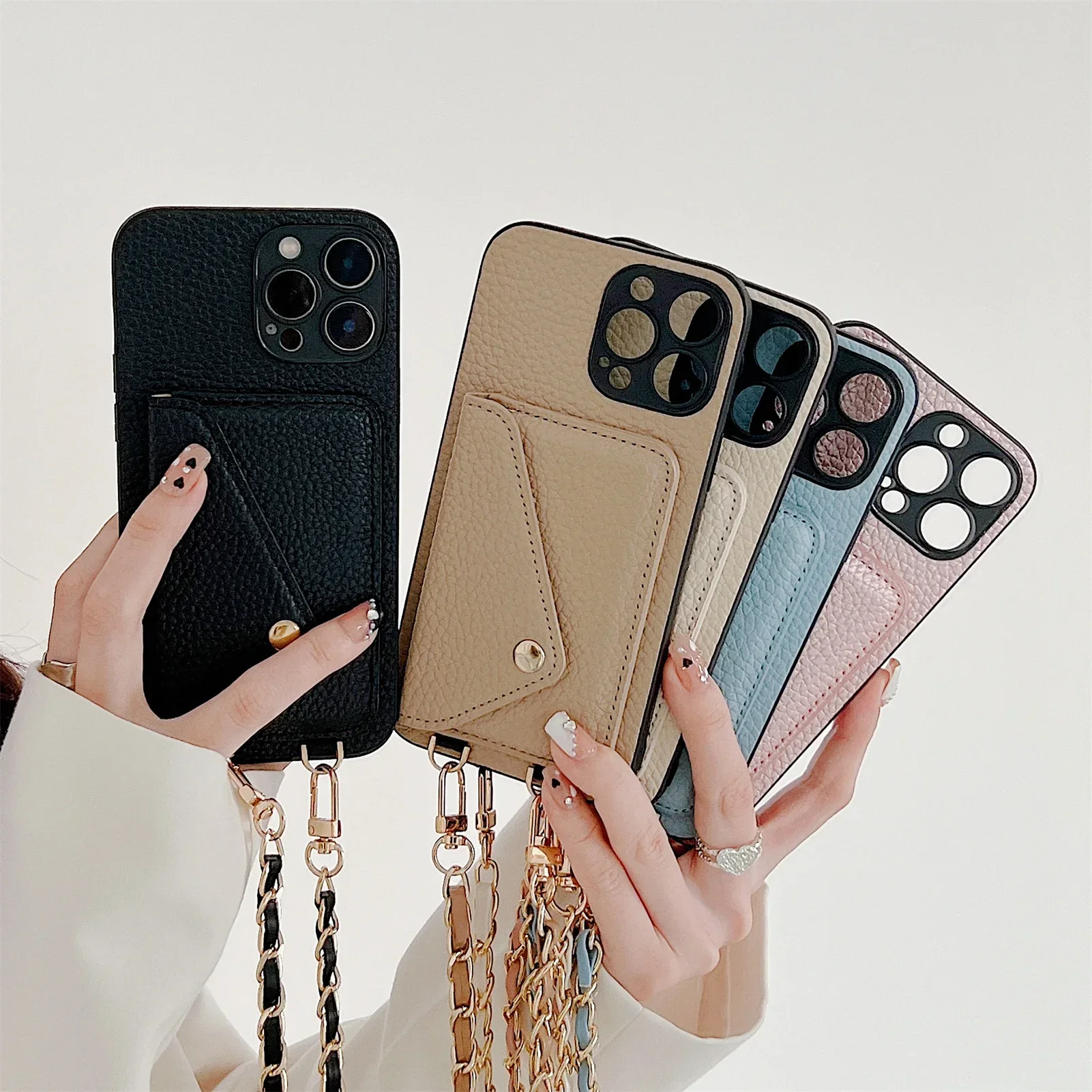 iPhone 17 Pro Max: Handgelenkband Crossbody Brieftasche Handyhülle Kartenhalter Kettenriemen Tasche Abdeckung