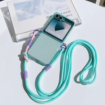 Galaxy Z Flip4: Flip6 Flip7 Flip5 Handyhülle Crossbody Lanyard Glitzer Candy Color Fold stoßfeste Abdeckung