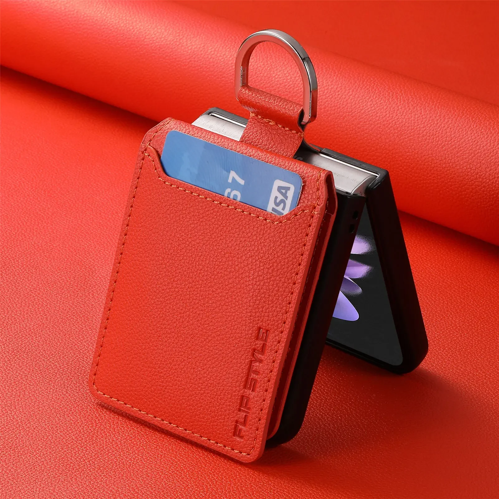 Magnetischer Ringhalter, Leder, Brieftasche, Karten, Solt-Hülle, Flip5, 5G, Flip4, Ständer, vertikale – Bild 5