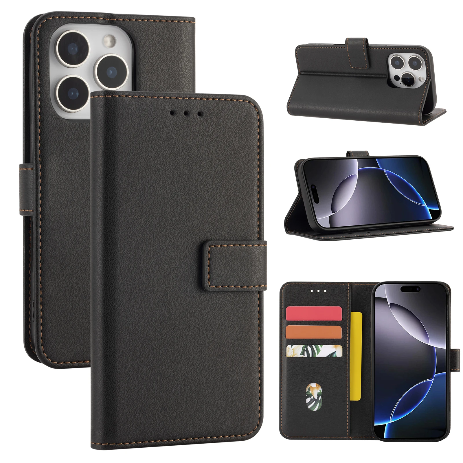 iPhone SE (2020/2022): Flip Wallet Schutzhülle Handyhülle Einfach und Stilvoll mit Kartenfach Kunstleder Schutzcover