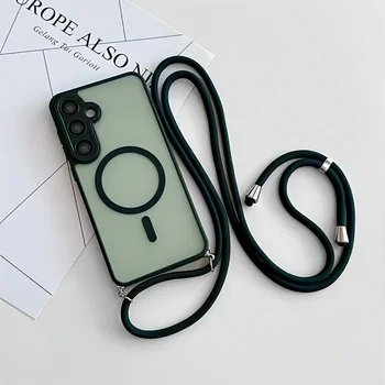 Galaxy S25: Crossbody Lanyard Magnetische Handyhülle Stoßfeste Schutzhülle
