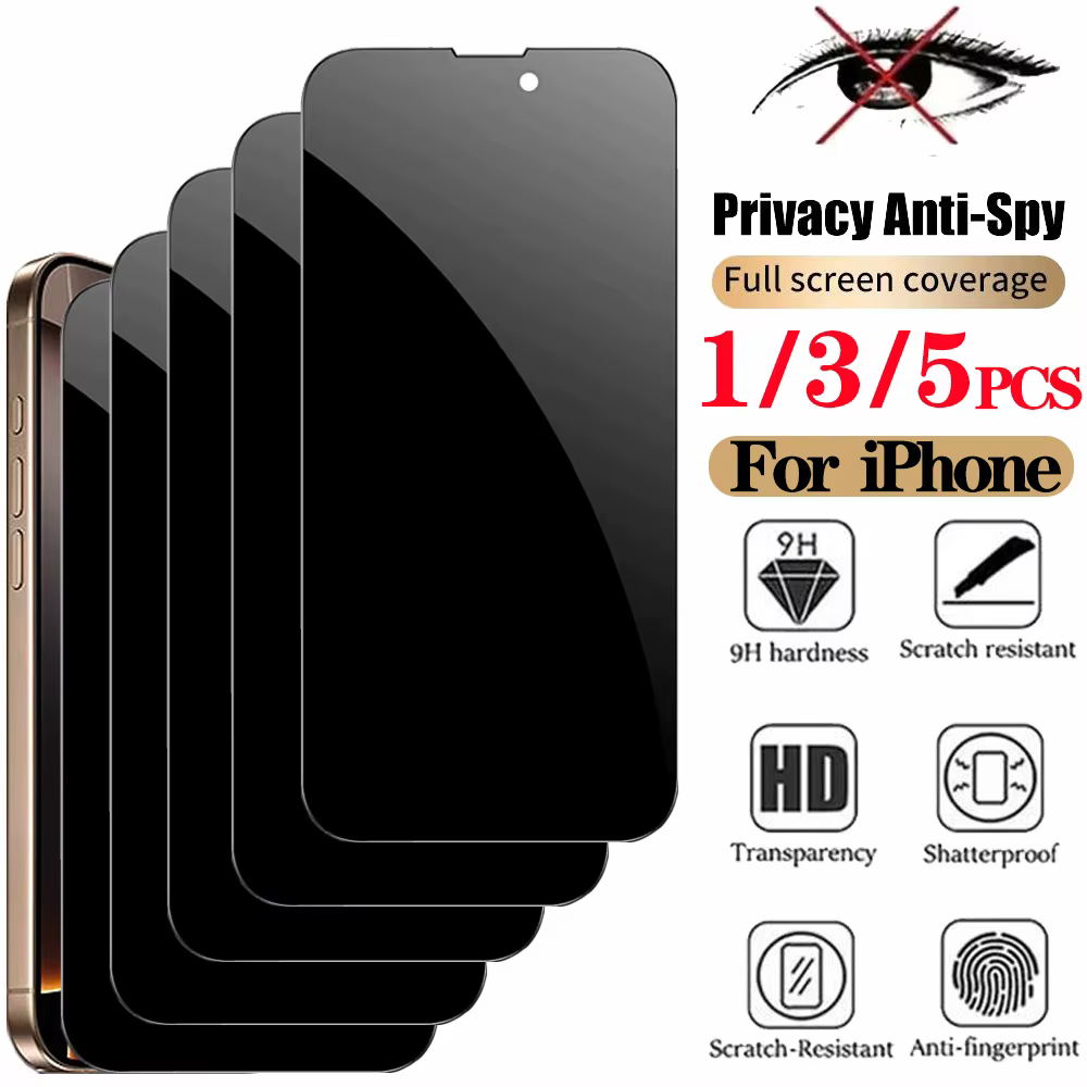 iPhone 17 Pro Max: 1/3/5 PCS Anti-Privacy-Hartglas Anti-Peep-Displays chutz Anti-Spy-Front glas Peep-Proof-Schutz folie Privacy Glass