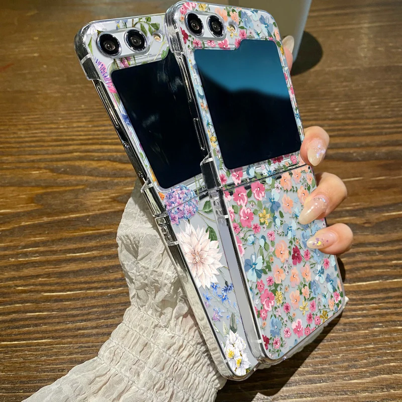 Luxuriöse Handyhülle mit Blumen- und Pflanzenmuster Flip7 Flip6, Hartschalen-Flip-Cover – Bild 6