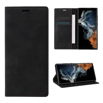Galaxy S22+: Brieftasche Magnetische Flip Ledertasche Rand