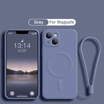 iPhone 16e: Für Magsafe Magnetische Kabellose Ladehülle Weiche Flüssigsilikon-Hülle mit Trageriemen