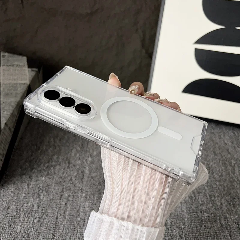 Für Magsafe Hülle Fold7 Fold6 Fold5 Fold4 Magnetisches kabelloses Laden stoßfeste klare Rückseite – Bild 4