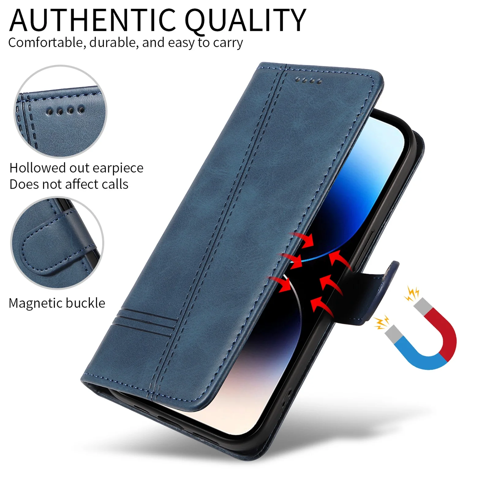 Line Lederhülle Handyhülle Flip Wallet mit Kartenfach und Ständer Handybuch-Cover – Bild 2
