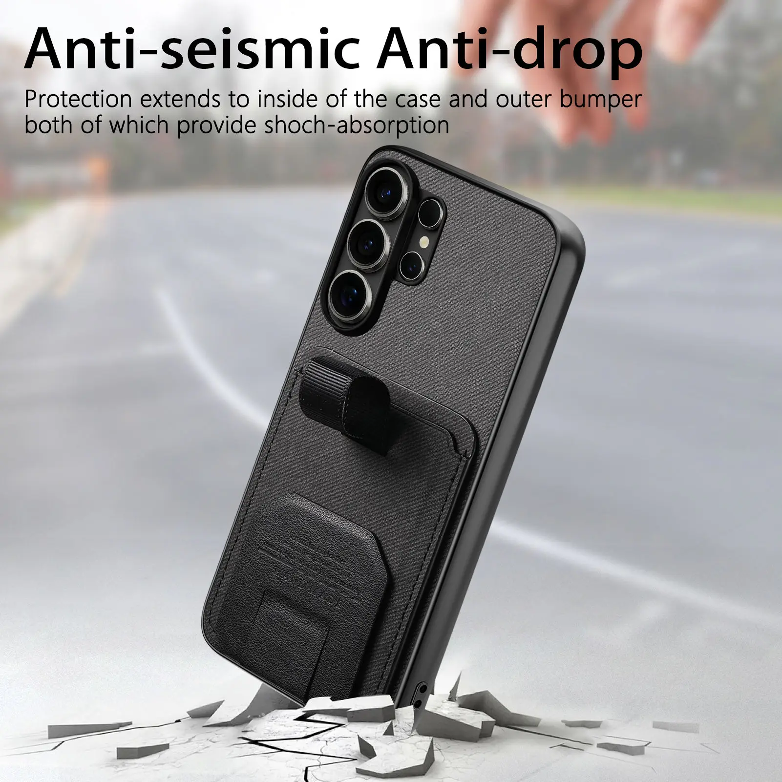 Finger Strap Telefon Fall Stoßfest Karte Halter Abdeckung – Bild 2
