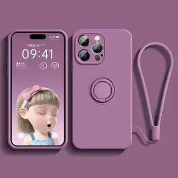 iPhone 17 Pro Max: Flüssigsilikonhülle Handyhalter Ringständer Schutzhülle mit Handschlaufe