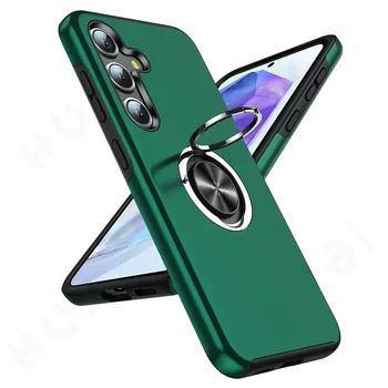 Galaxy A35: Metall Ring Halter Fall Rüstung Stoßstange Stoßfest Harte PC Abdeckung
