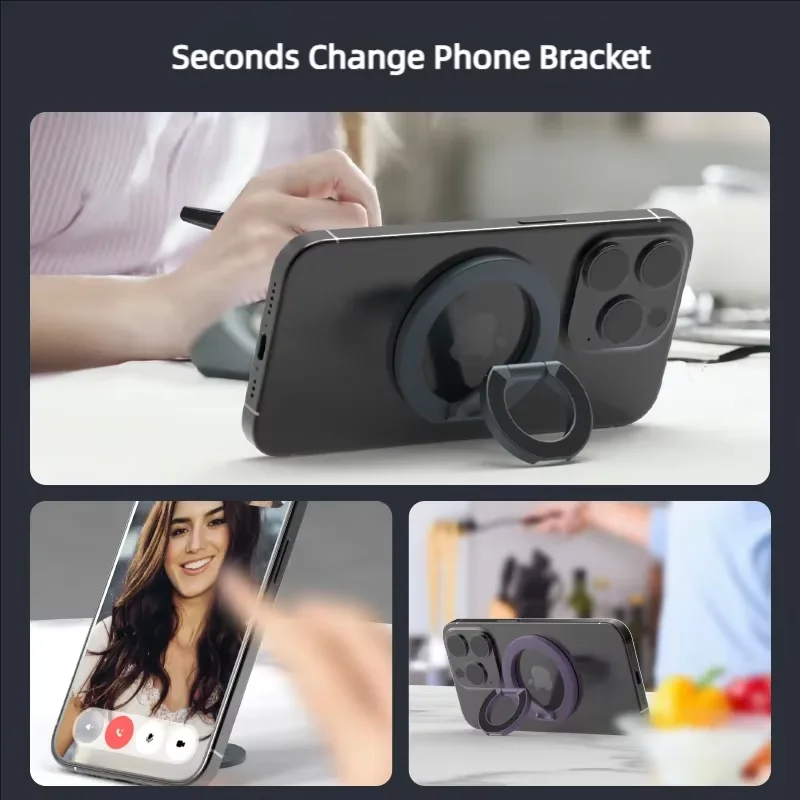 Magnetischer Handy-Ringhalter Beidseitiger Magnet 360° ° Rotierbarer, ultradünner, faltbarer, tragbarer – Bild 4