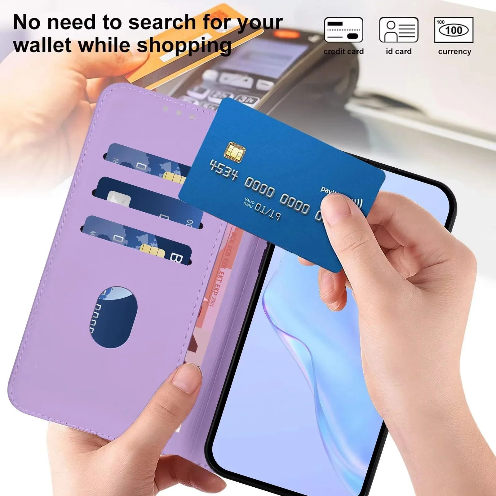 PU-Leder-Flip-Handyhülle, Brieftaschenhülle Coque Funda – Bild 5