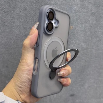 IPhone 12 Pro Max: Matte Ring Halter Glas Objektiv Telefon Fall für Magsafe Drahtlose Magnetische Abdeckung