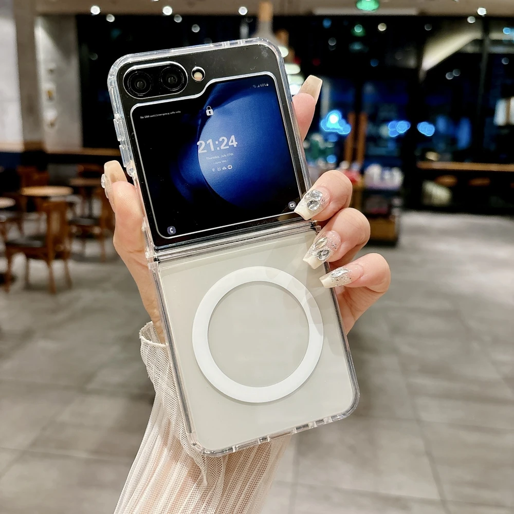 Galaxy Z Flip6: Magsafe Wireless Charging Handyhülle 6, 5, 4, mit stoßfester, magnetischer, transparenter Hülle